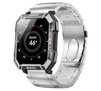 Lamshaw Correas Compatible con Blackview Smartwatch W60-2.01",No Gap Hombre,Metal Metálica Acero Reloj Repuesto Inteligente Smartwatch Pulseras (Plateado)