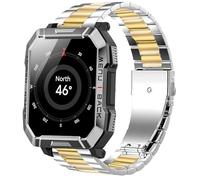 Lamshaw Correas Compatible con Blackview Smartwatch W60-2.01",No Gap Hombre, Mujer Metal Metálica Acero Reloj Repuesto Inteligente Smartwatch Pulseras (Oro plateado)