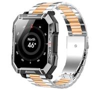 Lamshaw Correas Compatible con Blackview Smartwatch W60-2.01",No Gap Hombre, Mujer Metal Metálica Acero Reloj Repuesto Inteligente Smartwatch Pulseras (Rosa de plata y oro)