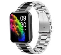 Lamshaw Correas Compatible con RUIMEN D1,No Gap Hombre, Mujer Metal Metálica Acero Reloj Repuesto Inteligente Smartwatch Pulseras (Negro plateado)