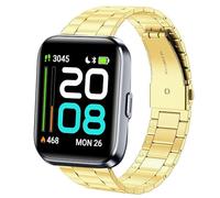 Lamshaw Correas Compatible con Tensky Smartwatch ID208 Plus-1.8",No Gap Hombre, Mujer Metal Metálica Acero Reloj Repuesto Inteligente Smartwatch Pulseras (Dorado)