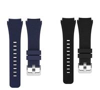 Lamshaw Correas de Clásico Silicona Compatible con OUKITEL BT12/BT10/BT50/BT20/BT50/BT80/BT101/BT2/BT103 Smartwatch Correas, Correa Deportivas Suave de Repuesto para Mujeres y Hombres (Negro+Azul)