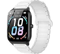 Lamshaw Correas de Compatible con Liufiueq/Popglory/CASCHO P125 Reloj Inteligente 22mm Correas,Correa Deportivas Magnético Silicona,Suave de Repuesto para Mujeres y Hombres (Blanco)