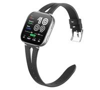 Lamshaw Correas de Cuero Compatible con Ama@zfit bip 6 Correa,Compatible con 20mm,22mm,Diseño de Cuero Genuino Correa de Repuesto Slim para Mujeres (Negro, 20MM)