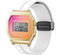 Lamshaw Correas de Respirable Silicona Compatible con ICE digit retro sunset SmartWatch Correas,Correa Deportivas Suave de Repuesto para Mujeres y Hombres (Blanco)