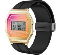 Lamshaw Correas de Respirable Silicona Compatible con ICE digit retro sunset SmartWatch Correas,Correa Deportivas Suave de Repuesto para Mujeres y Hombres (Negro)