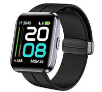 Lamshaw Correas de Silicona Compatible con Tensky Smartwatch ID208 Plus-1.8" Correas,Correa Deportivas Magnético Silicona, Suave de Repuesto para Mujeres y Hombres (Negro)