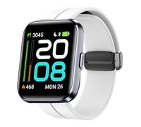 Lamshaw Correas de Silicona Compatible con Tensky Smartwatch ID208 Plus-1.8" Correas,Correa Deportivas Magnético Silicona, Suave de Repuesto para Mujeres y Hombres (Blanco)