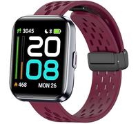 Lamshaw Correas de Silicona Compatible con Tensky Smartwatch ID208 Plus-1.8" Correas,Correa Deportivas Magnético Silicona, Respirable, Suave de Repuesto para Mujeres y Hombres (El vino rojo)