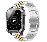 Lamshaw Metalica Bracelets Compatible con Blackview Smartwatch W60-2.01",No Gap Hombre, Mujer Metal Metálica Acero Reloj Repuesto Inteligente Smartwatch Pulseras (Oro plateado)