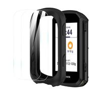 Lamshaw Protector de Pantalla para Garmin Edge 850 (2+1 Pack)-Cristal Templado de Cobertura Total+Funda Protectora TPU Blanda Compatible con Garmin Edge (1*case+2*glass)
