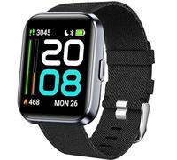 Lamshaw Tejida Correa Compatible con Tensky Smartwatch ID208 Plus-1.8" Correa, Respirable Nylon Tela Correas de Repuesto para Mujeres y Hombres (Negro)