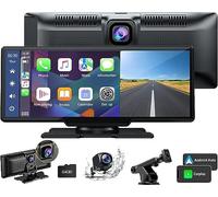 Lamto Inalámbrico Carplay y Android Auto, Estéreo Portátil de 9,26 Pulgadas Radio con Dashcam Frontal 2K, Cámara Trasera 1080P, Pantalla Tactil, Bluetooth/GPS/FM/Siri/Google/Enlace Espejo/AUX/64GB TF