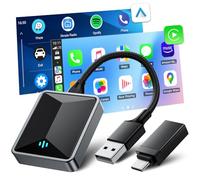 LAMTTO Adaptador CarPlay Inalámbrico 2 en 1,Convertir CarPlay/Android Auto Cable a Sin Cables,Bluetooth 5.3+5.8GHz WiFi,Plug y Play para iPhone iOS 11+/Android 11+ con Seat/Renault/Peugeot/VW 2016+