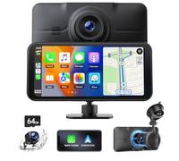 LAMTTO Carplay Coche con 4K+1080p Cámara de Salpicadero Delantera y Trasera, A-ppIe Carplay Android Auto Inalámbrica, 6,25" Pantalla Táctil Navegación Asistente Voz Bluetooth FM AUX Tarjeta SD 64 GB