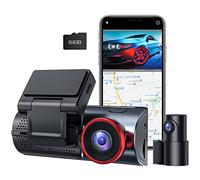 LAMTTO Dashcam Cámara Coche 4K+1080P, WiFi Dash CAM Coche con Tarjeta SD de 64GB, Camara Coche Grabadora, 170° Gran Angular, Visión Nocturn,WDR, Sensor G, Monitor de Aparcamiento, Grabación de Bucle