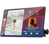 LAMTTO Pantalla CarPlay Coche Inalámbrica de 9 Pulgadas para A-pple CarPlay & Android Auto, Autoradio Portátil Car Play con Pantalla Táctil, GPS, Bluetooth, Mirror Link, FM, Siri & G00gle Asistente