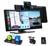 LAMTTO Pantalla Coche CarPlay Inalámbrico 10,25" Car Play Android Auto Estéreo con Dashcam Delantera Trasera 2,5K+1080P Sin Instalación Navegación Bluetooth FM AUX Tarjeta TF 64GB