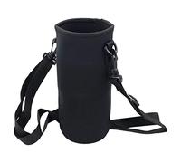 LAMXD Bolsa de neopreno para botella de agua con correa para el hombro, soporte para botella de agua para caminatas diarias, senderismo y otras actividades al aire libre (750 ml, negro, 8 cm 19 cm),