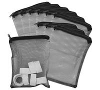 LAMXD Bolsas de filtro para acuario: bolsa de filtro de malla para pecera, bolsa de malla fina, de alto flujo, reutilizable, con cremallera de plástico durader (10 unidades negro)