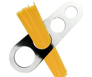 LAMXD Medidor de espaguetis de acero inoxidable de 4 agujeros, medida de pasta, cocina pasta, regla, medida, control de porciones