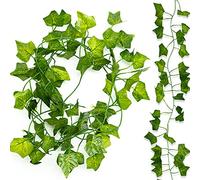 LAMXD Plantas Hiedra Artificial, 1 Piezas Enredadera Artificiales, Hiedra Falsa Hojas Verde Colgantes para Fiesta, Jardín, Valla, Cocina, Boda, Interior Exterior, Decoración de Oficina