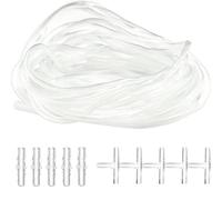 LAMXD Tubería de oxígeno estándar suave de 10 m con 10 conectores, 4 accesorios de bomba de aire transparente de 6 mm para acuarios