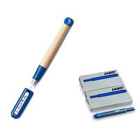 LAMY ABC 009 - Pluma estilográfica (madera de arce y plástico, plumín de acero, pulido), color azul