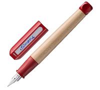 Lamy abc red - pluma estilográfica infantil para principiantes con empuñadura ergonómica y plumín de acero pulido para zurdos (LH) en tamaño M - madera de arce - con cartucho de tinta azul T 10