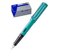 LAMY AL-star Juego de plumas estilográficas de aluminio en turmalina con mango ergonómico y plumín de acero pulido, ancho de trazo fino T10, juego de 3 cartuchos de tinta, cartón original, tinta azul