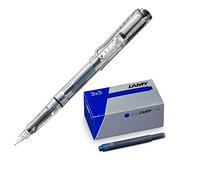 Lamy Juego de 1 pluma estilográfica transparente Safari vista M y 1 x T10 juego de 3 cartuchos de tinta en caja original - Color de la tinta azul