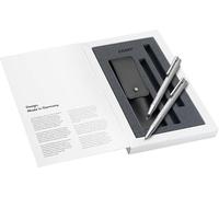 Lamy logo Set brushed de bolígrafo 206 incluye mina grande M 16 negro y portaminas 106 con mina fina M 40 (0,7 mm), incluye estuche de piel negro y paquete de regalo