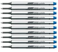 Lamy M66 recambio de roller metálico de gran capacidad, paquete de 10 - Recambio original para todos los bolígrafos roller capuchón - Indeleble - Trazo medio en tinta azul