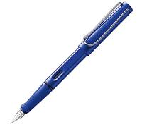 Lamy safari blue - Pluma estilográfica con empuñadura ergonómica y plumín de acero pulido para zurdos (LH) en tamaño M - ideal para cualquier escritura y caligrafía - incluye cartucho T 10 azul