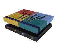 Lamy safari Harry Potter Set de 4 plumas - Edición especial con escudos de las casas - Plumines de acero (M) - Agarre ergonómico - Incluye cartuchos de tinta T10 azul - Para diestros