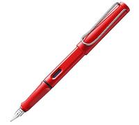 Lamy safari red - Pluma estilográfica con empuñadura ergonómica y plumín de acero pulido para zurdos (LH) en tamaño M - ideal para cualquier escritura y caligrafía - incluye cartucho T 10 azul