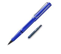 Lamy Safari Roll-Ink Blue - Bolígrafo clásico atemporal con mango ergonómico y ancho de trazo M, carcasa de plástico ASA resistente, incluye cartucho de tinta + cartucho extra