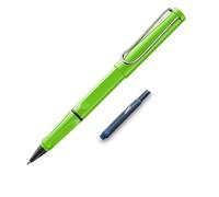 Lamy Safari Roll-Ink Green - Bolígrafo clásico atemporal con mango ergonómico y ancho de trazo M, carcasa de plástico ASA resistente, incluye cartucho de tinta + cartucho extra