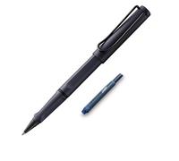Lamy Safari roll-ink steel black - Bolígrafo clásico atemporal con mango ergonómico y ancho de trazo M, carcasa de plástico ASA resistente, incluye cartucho de tinta + cartucho extra