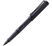 Lamy safari steel black - Pluma estilográfica con empuñadura ergonómica y plumín de acero pulido en tamaño EF - ideal para cualquier escritura y caligrafía - incluye cartucho T 10 azul - Diestro
