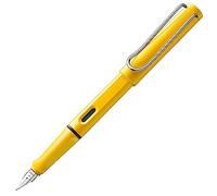 Lamy safari yellow - Pluma estilográfica con empuñadura ergonómica y plumín de acero pulido en tamaño F - ideal para cualquier escritura y caligrafía - incluye cartucho T 10 azul - Diestro