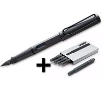 Lamy sarari pluma estilográfica, negro mate, con 6 cartuchos de tinta negra talla F