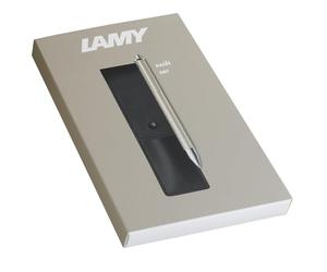 Lamy swift Palladium roller set de regalo - roller con sensación de escritura fluida - cuerpo de metal y ancho de trazo B - recambio M 66 en azul y estuche de cuero natural incl.