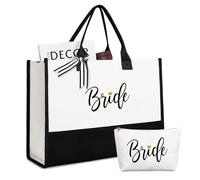 Lamyba Bolsa de novia con bolsa de maquillaje y fondo reforzado, color blanco y negro, negro y blanco, 16.5" x 12" 6.7"