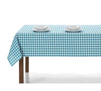 LAN&LAN Mantel Mesa Rectangular de Tela con Cuadros Vichy para Interior y Exterior - Manteles de Mesa Comedor y Picnic (Turquesa, 140 x 300)