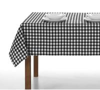 LAN&LAN Mantel Mesa Rectangular de Tela con Cuadros Vichy para Interior y Exterior - Manteles de Mesa Comedor y Picnic (Negro, 140 x 300)