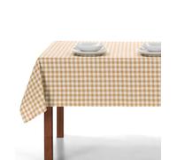 LAN&LAN Mantel Mesa Rectangular de Tela con Cuadros Vichy para Interior y Exterior - Manteles de Mesa Comedor y Picnic (Beige, 140 x 250)