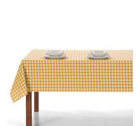 LAN&LAN - Mantel Rectangular de Tela con Cuadros Vichy para Interior y Exterior, Manteles de Mesa para Comedor y Picnic (Amarillo, 140 x 180)
