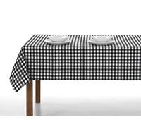 LAN&LAN - Mantel Rectangular de Tela con Cuadros Vichy para Interior y Exterior, Manteles de Mesa para Comedor y Picnic (Negro, 140 x 300)