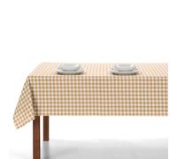 LAN&LAN - Mantel Rectangular de Tela con Cuadros Vichy para Interior y Exterior, Manteles de Mesa para Comedor y Picnic (Beige, 140 x 250)